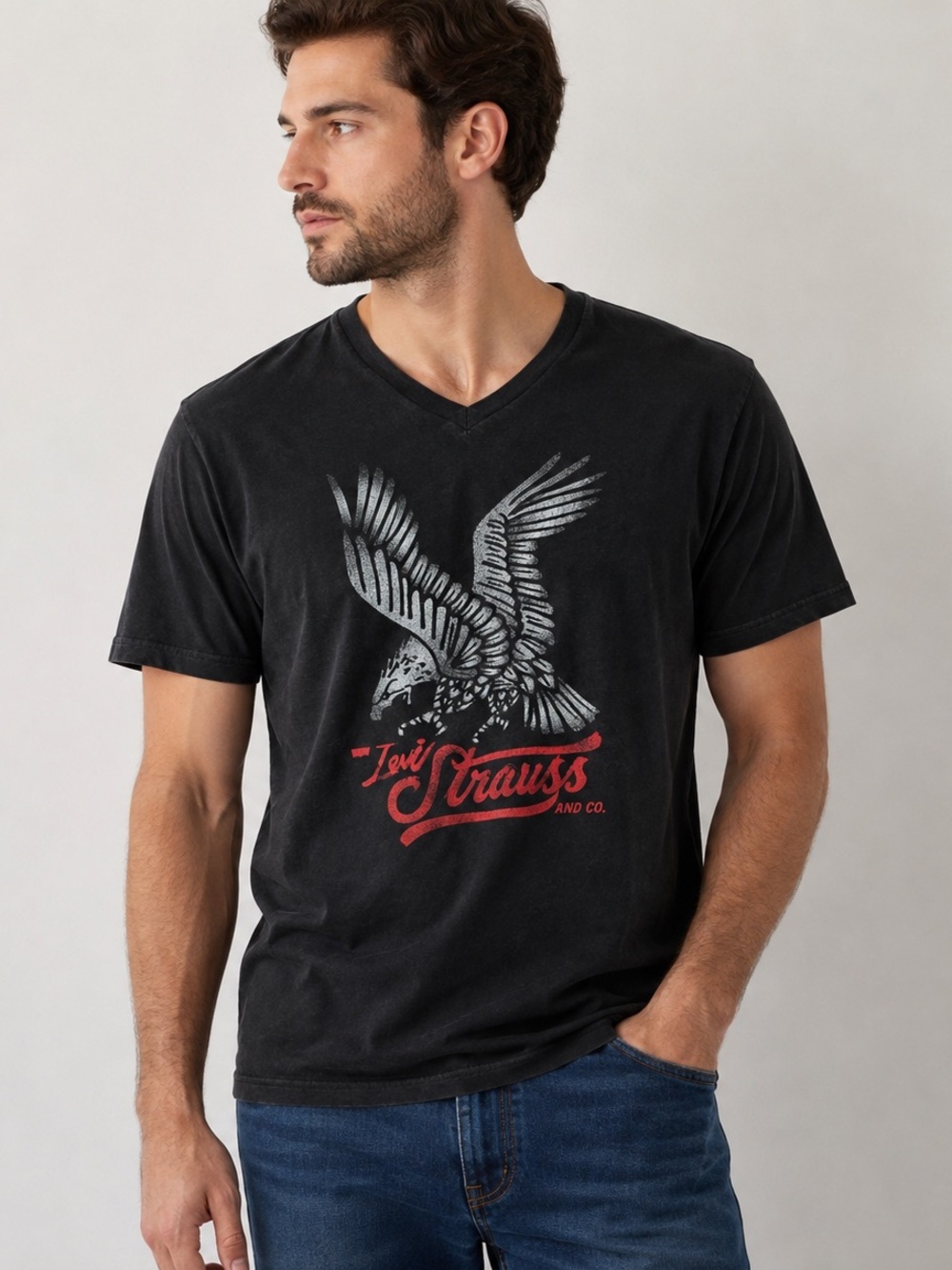 Levi's Black Graphic V-Neck Tee